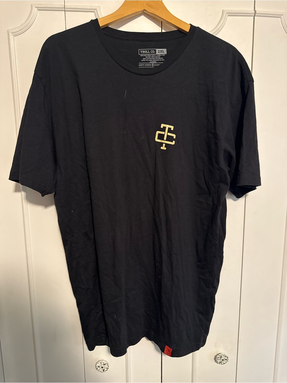 Troll Co large print Black Short Sleeve Tee with Gold Logo